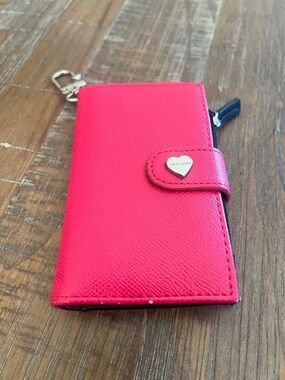 Betty Johnson Pink Leather Card Wallet with Heart Snap